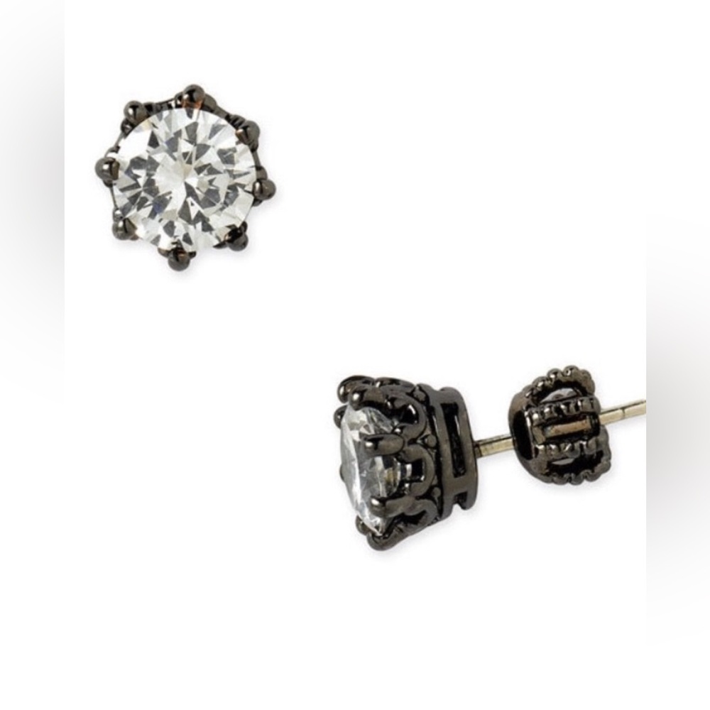 Juicy Couture Princess Cubic Zirconia Stud Earrings Gunmetal